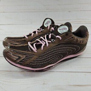 Saucony Shay‎ XC Womens 8.5 Brown Pink Track Field Shoes Cleat Low Top Lace Up